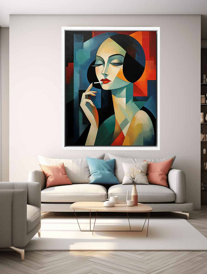 Woman Smoking Modern Art Painting