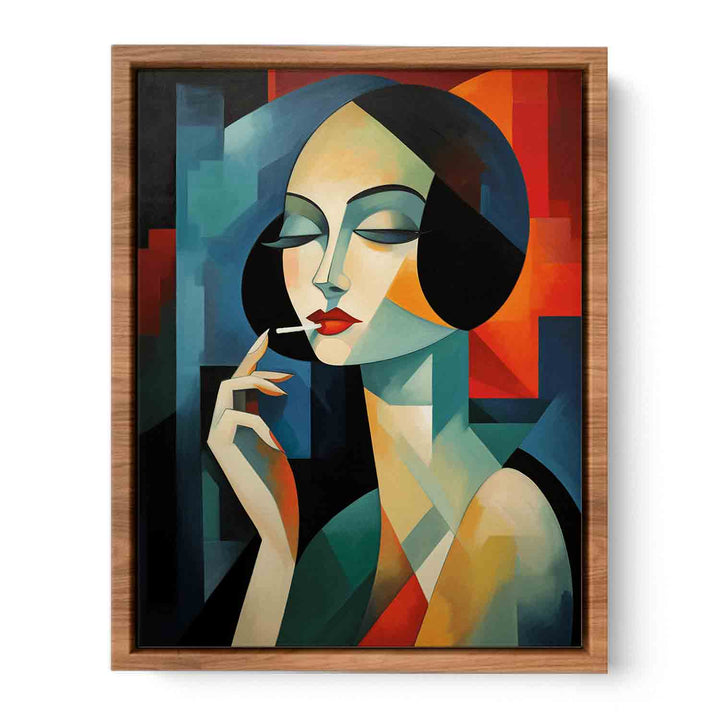 Woman Smoking Modern Art Painting