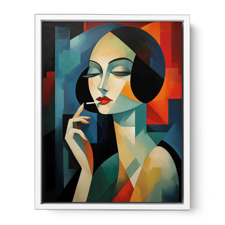 Woman Smoking Modern Art Painting