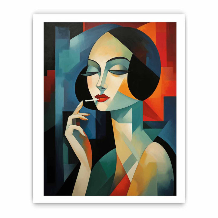 Woman Smoking Modern Art Painting