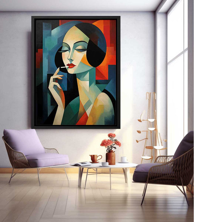Woman Smoking Modern Art Painting