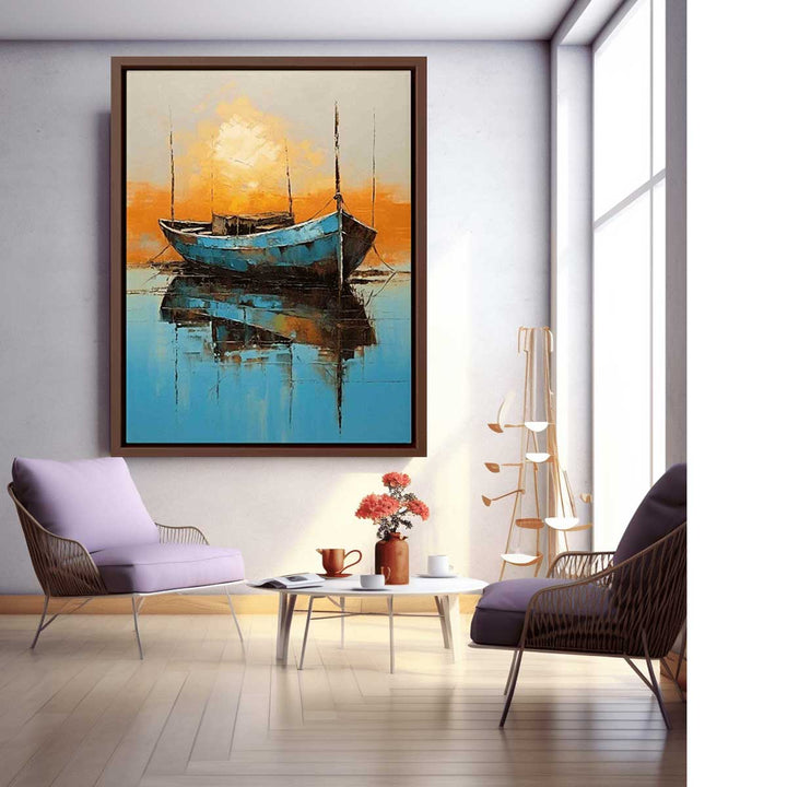 Modern Art  Boat Water Painting  