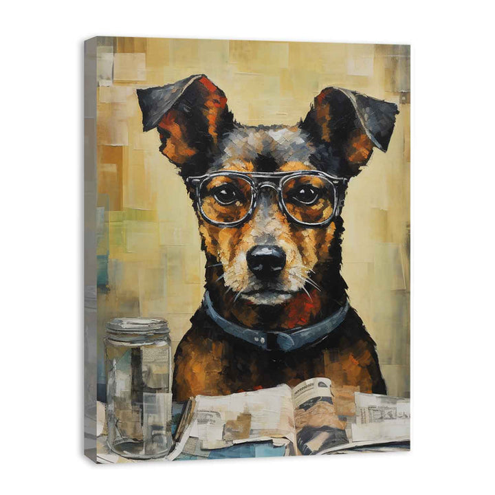  Dog Read Newspaper Modern Art Painting  