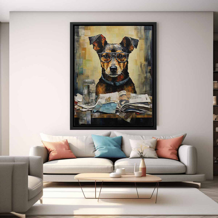  Dog Read Newspaper Modern Art Painting  