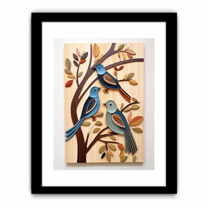 Modern Birds Wood Art Painting