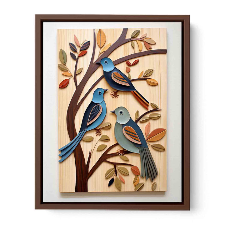 Modern Birds Wood Art Painting