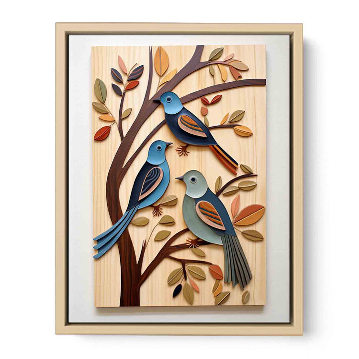 Modern Birds Wood Art Painting