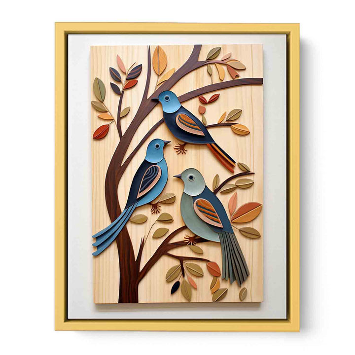 Modern Birds Wood Art Painting