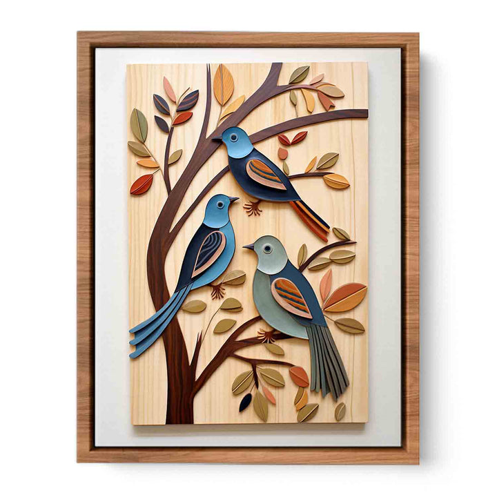 Modern Birds Wood Art Painting