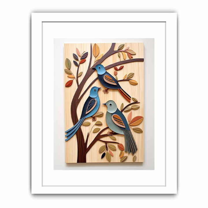 Modern Birds Wood Art Painting