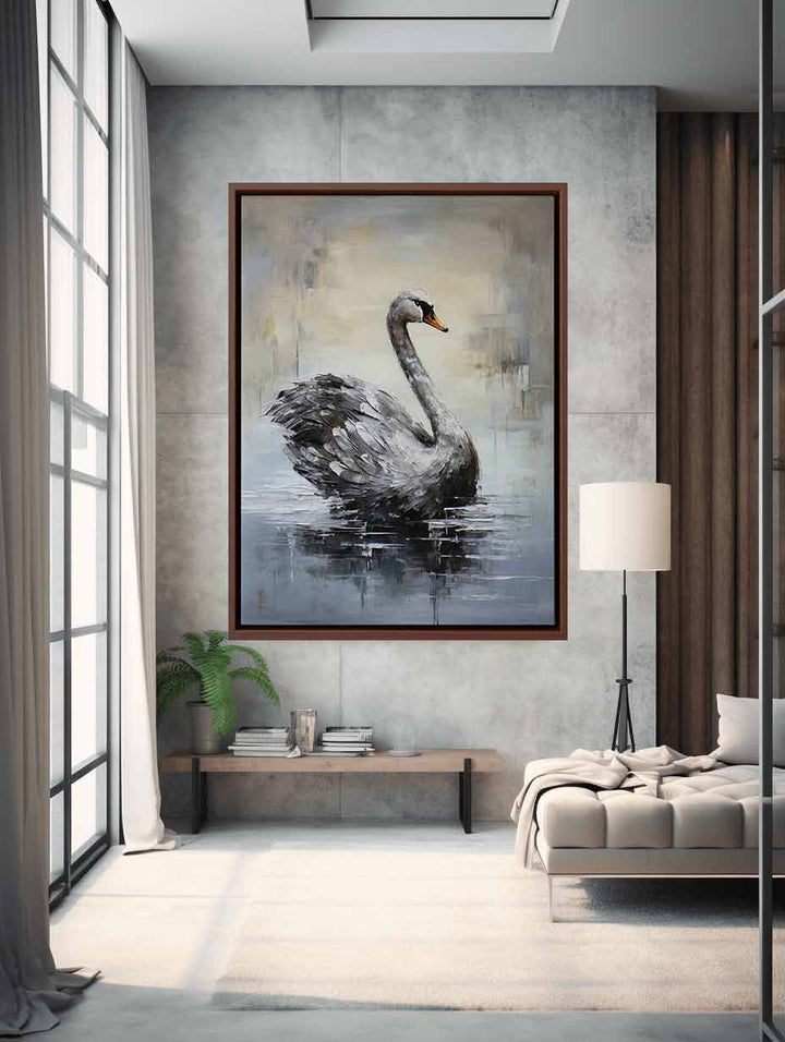 Modern Art Painting Grey Bird  