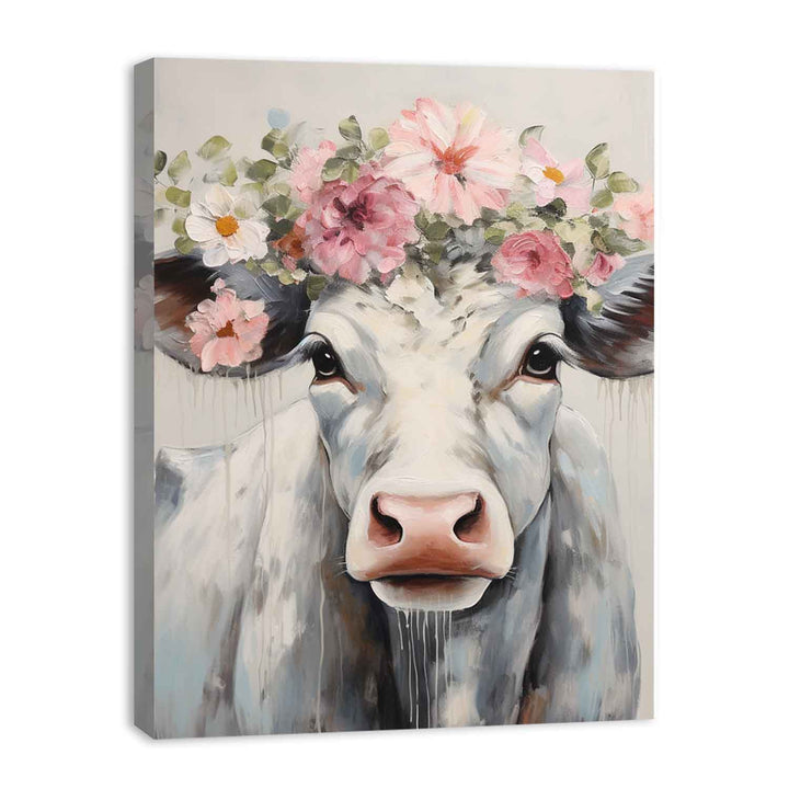 Modern Cow Flower Art Painting