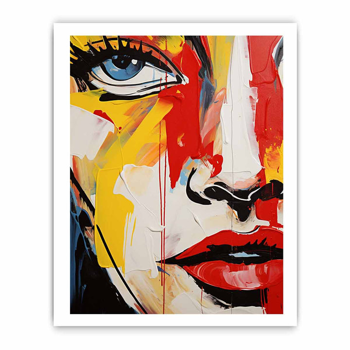Modern Red Yellow Face Art Painting