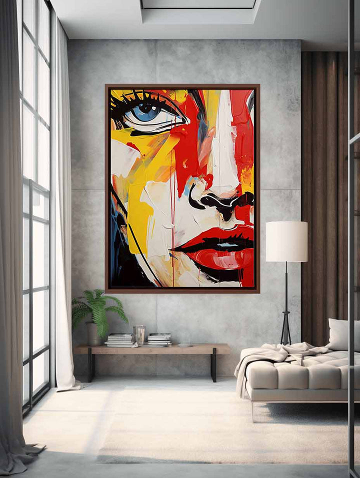 Modern Red Yellow Face Art Painting
