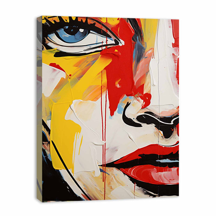 Modern Red Yellow Face Art Painting