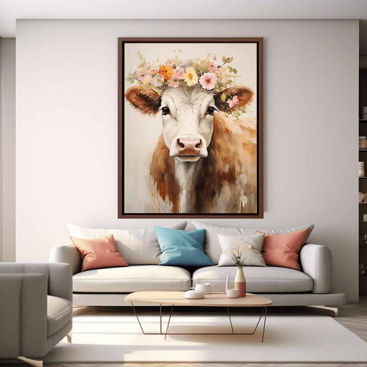 Modern Art Painting Brown Cow  