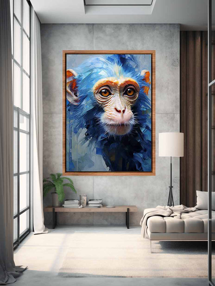 Modern Blue Monkey Art Painting