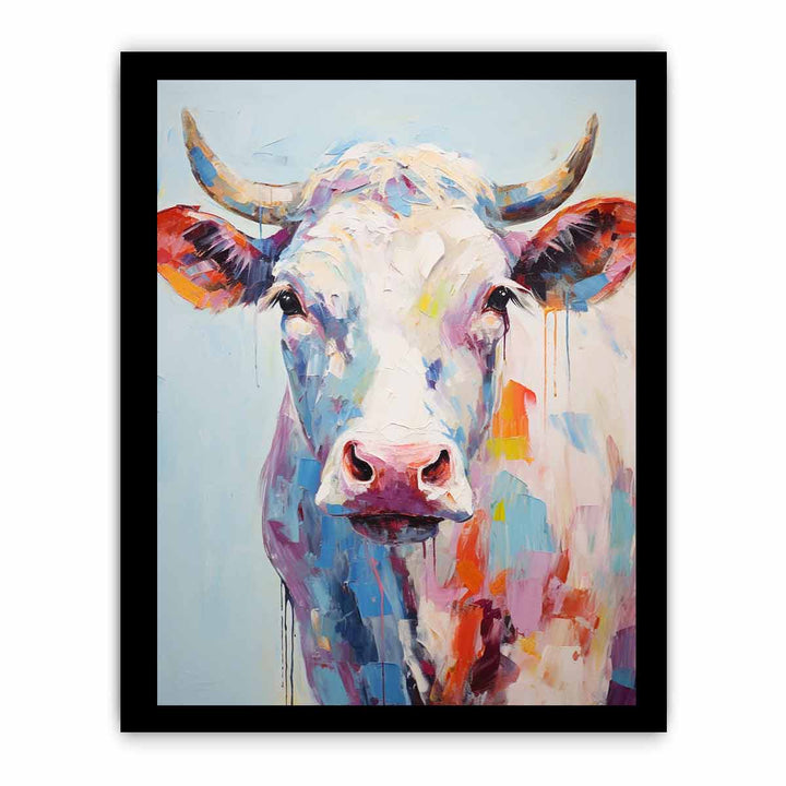 Modern Art Painting White Cow