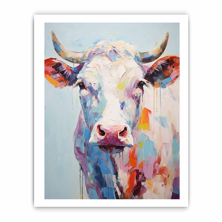 Modern Art Painting White Cow