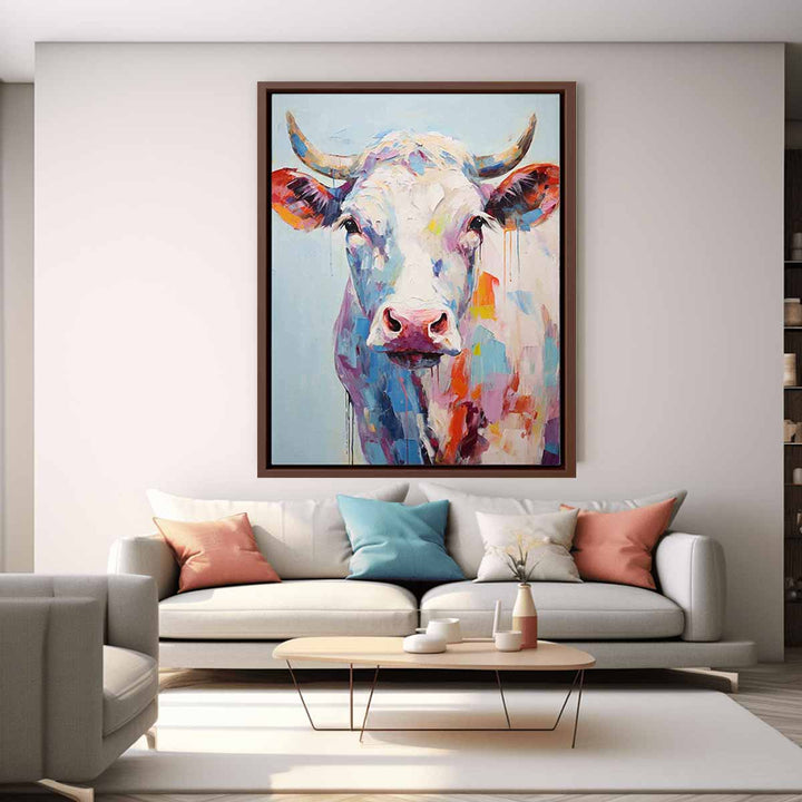 Modern Art Painting White Cow