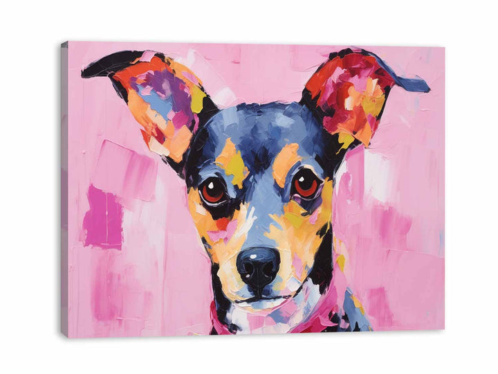 Modern Art Painting Pink Dog  