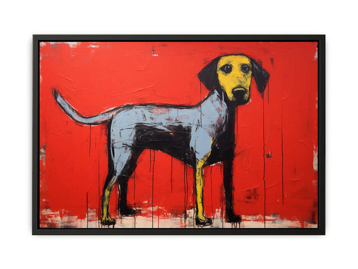 Modern Red Yellow Dog Art Painting