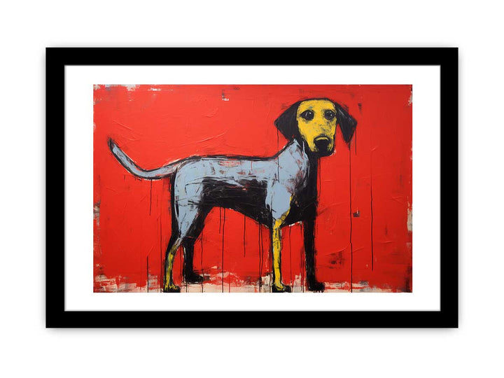 Modern Red Yellow Dog Art Painting