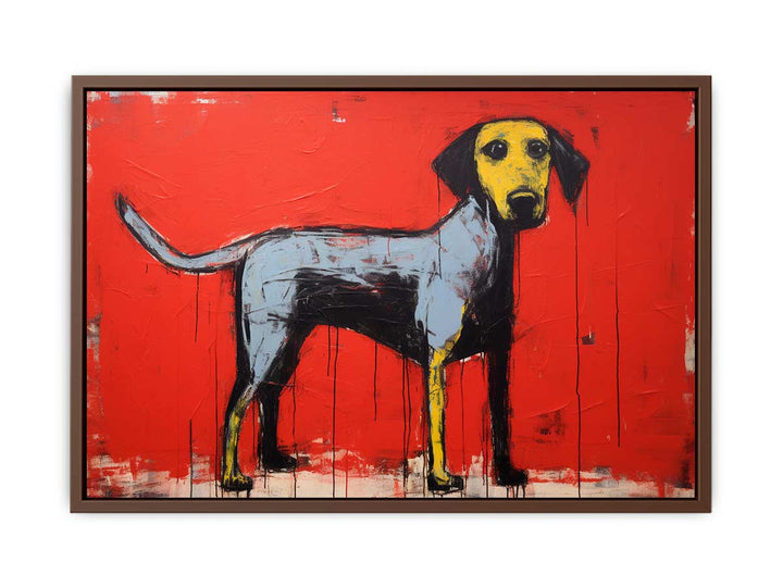 Modern Red Yellow Dog Art Painting