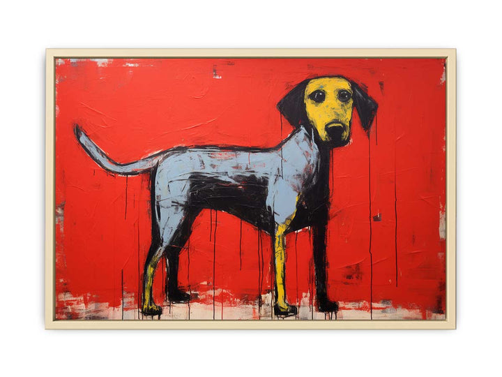 Modern Red Yellow Dog Art Painting