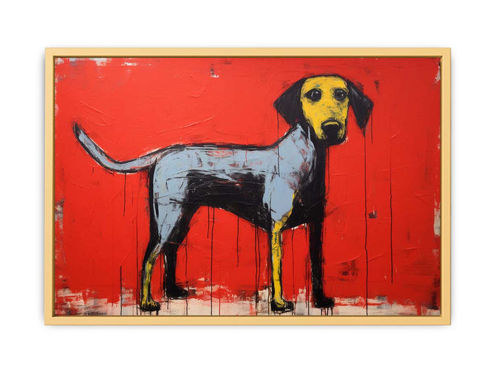 Modern Red Yellow Dog Art Painting