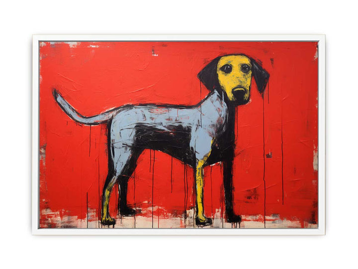 Modern Red Yellow Dog Art Painting