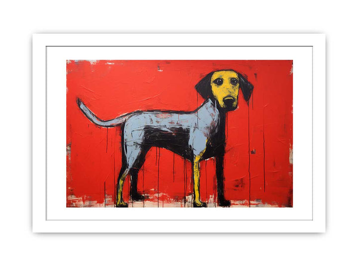 Modern Red Yellow Dog Art Painting