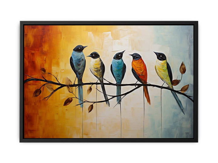 Modern Red Yellow Bird Art Painting