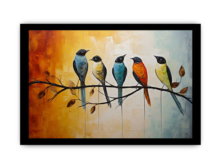 Modern Red Yellow Bird Art Painting