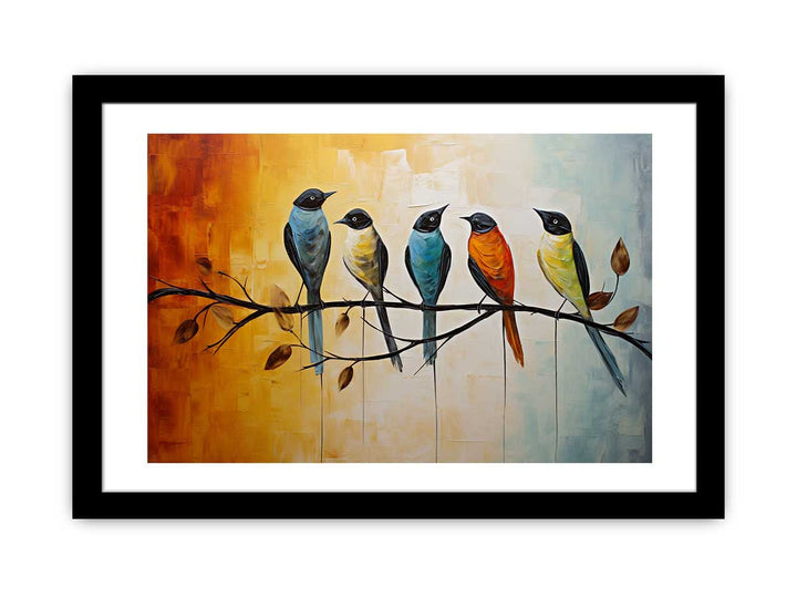 Modern Red Yellow Bird Art Painting