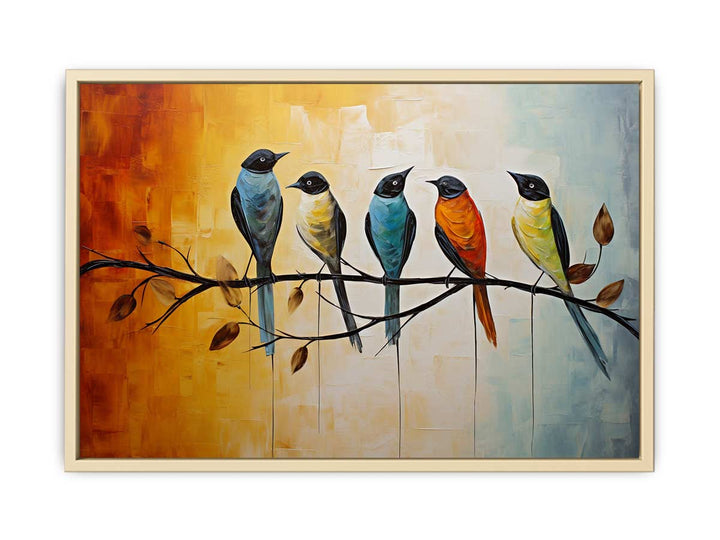 Modern Red Yellow Bird Art Painting