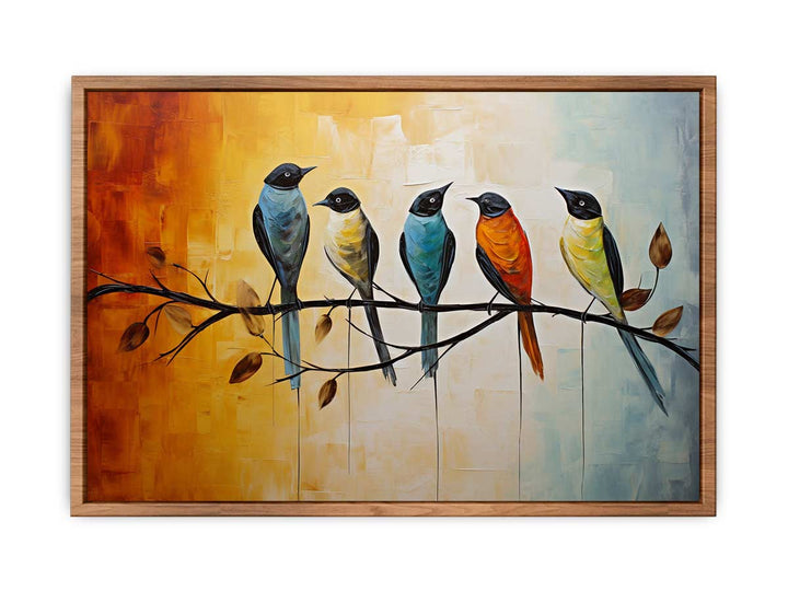 Modern Red Yellow Bird Art Painting