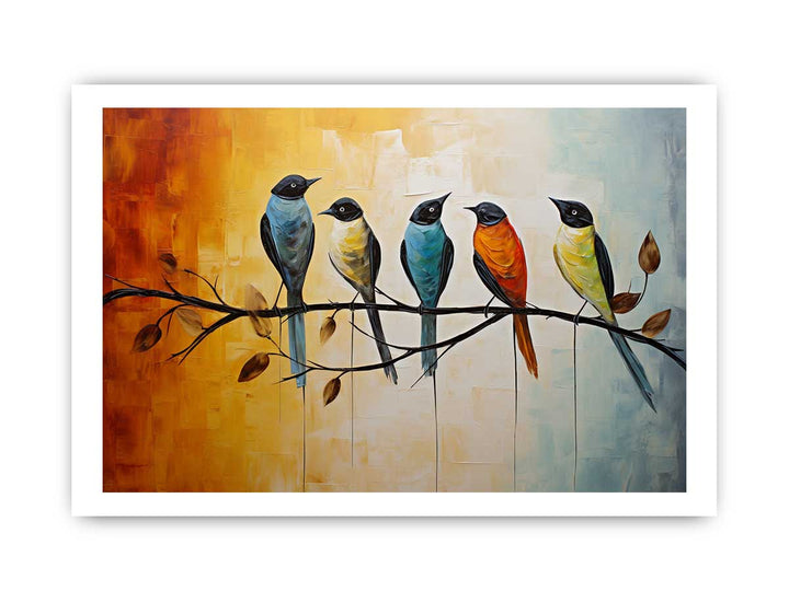 Modern Red Yellow Bird Art Painting