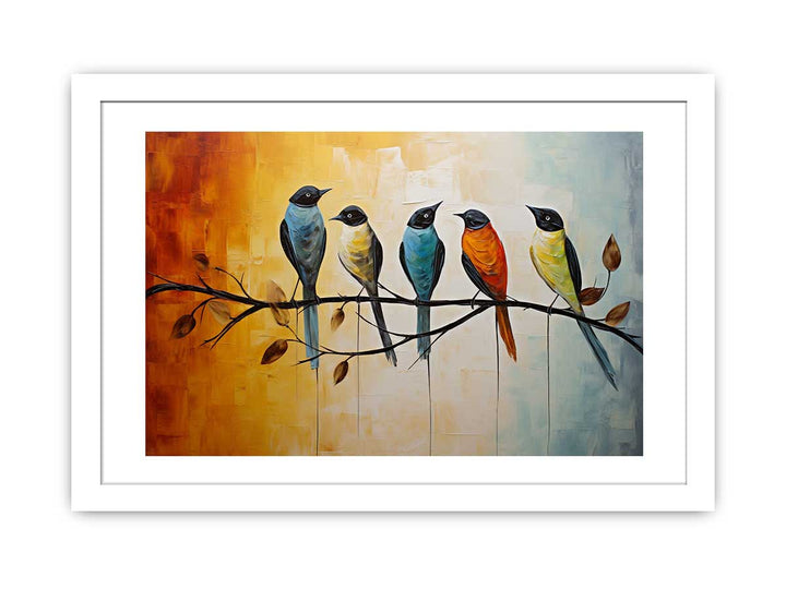 Modern Red Yellow Bird Art Painting