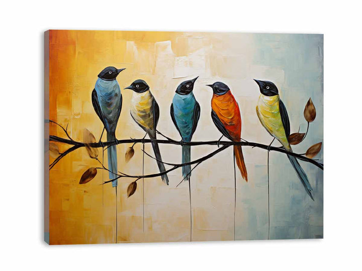 Modern Red Yellow Bird Art Painting
