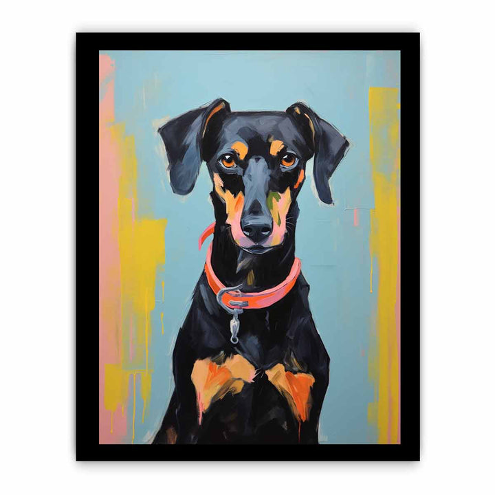 Brown Black Dog Modern Art Painting