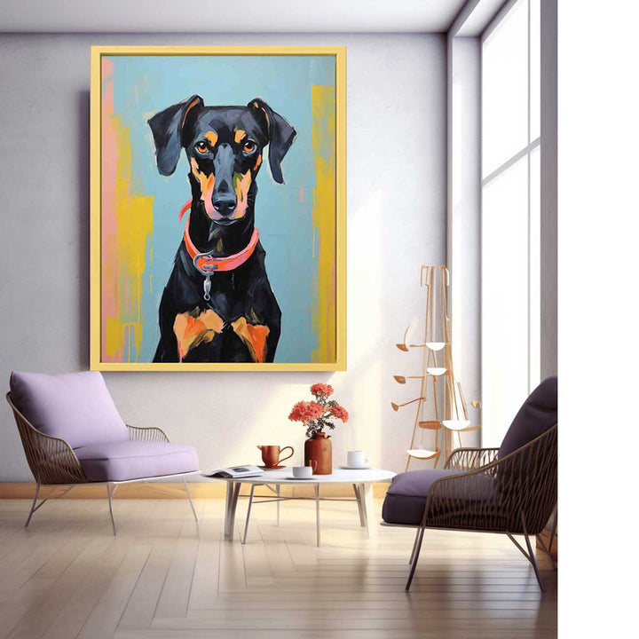 Brown Black Dog Modern Art Painting