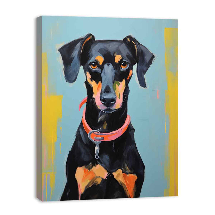 Brown Black Dog Modern Art Painting