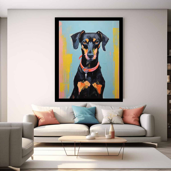 Brown Black Dog Modern Art Painting