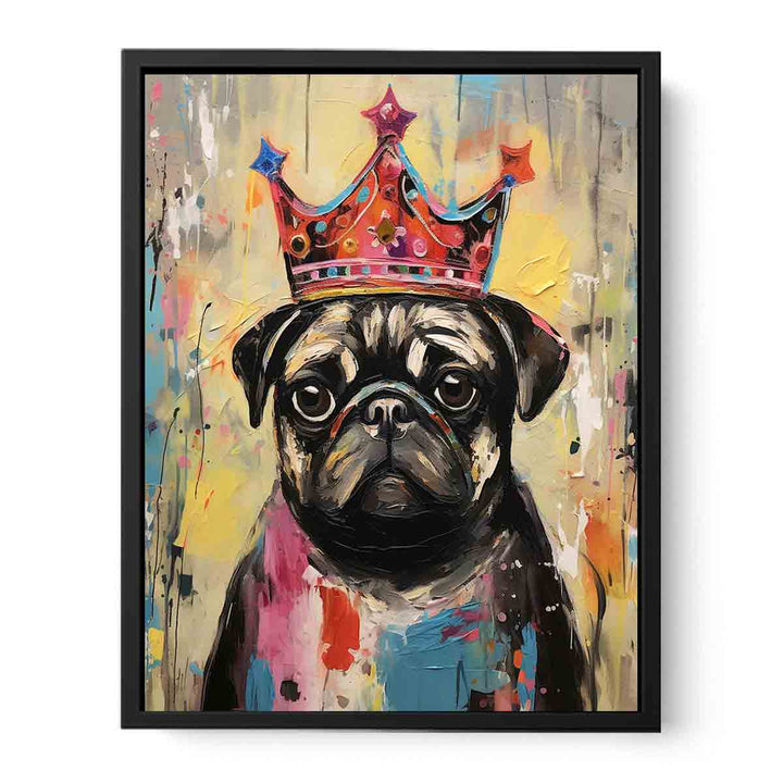 Modern Pug Black Dog Art Painting
