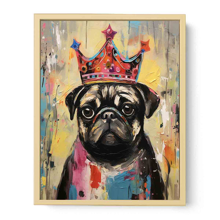 Modern Pug Black Dog Art Painting