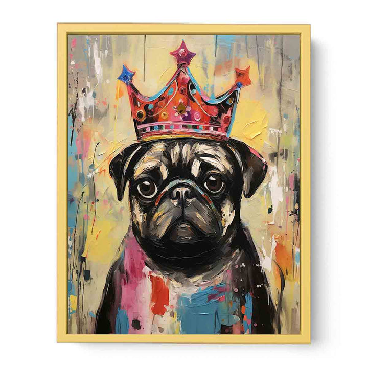 Modern Pug Black Dog Art Painting