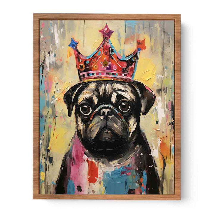 Modern Pug Black Dog Art Painting