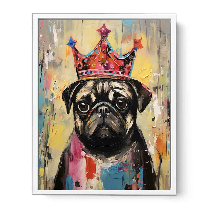 Modern Pug Black Dog Art Painting