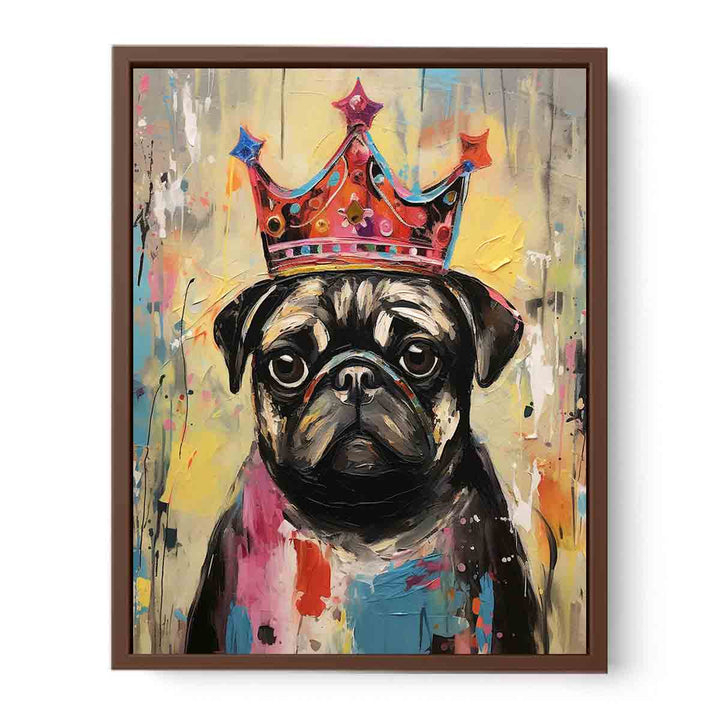 Modern Pug Black Dog Art Painting